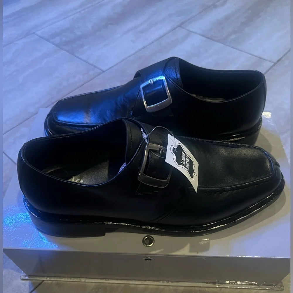 Damen Frost Black Leather Slip-On Loafers Size 8